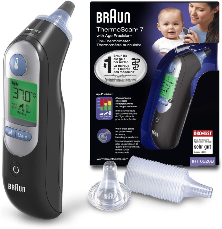 Braun ThermoScan 7 IRT6520B Black Ear Thermometer with Age Precision Display
