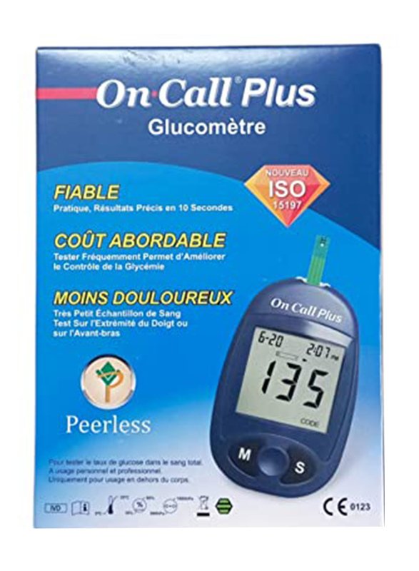 On Call Plus Blood Glucose Meter with Test Strips (ACON), Blue
